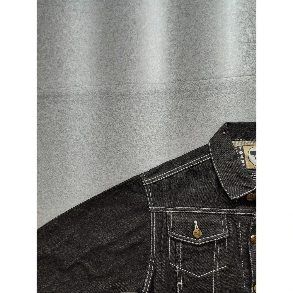 French Toast Boy Jacket XS Black Denim 100% Cotton Long Sleeve‎ Regular Pockets